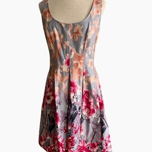 Nine West Jazzberry Floral Dress Fit & Flare pleated w/Pockets NWOT Cotton/Lycra